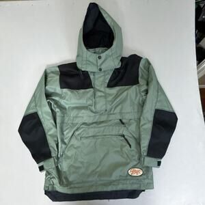 Drift Boardwear Mens S Green Black Hooded Snowboard Ski Anorak Pullover Jacket